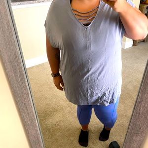 Grey super soft knit torrid strappy shirt